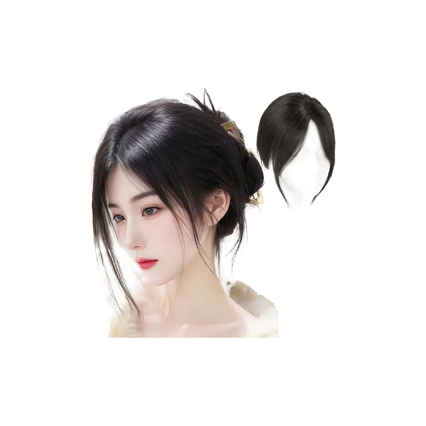 MUYAN Маленький T Зона Заплыв для волос Женская Боковая часть Перука Короткие Прямые волосы