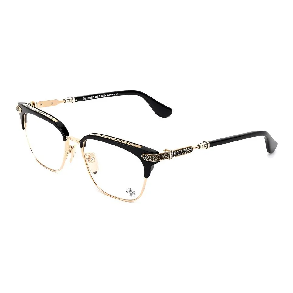 Chrome Hearts Plate And Metal Square Eyeglass Frames Unisex Black