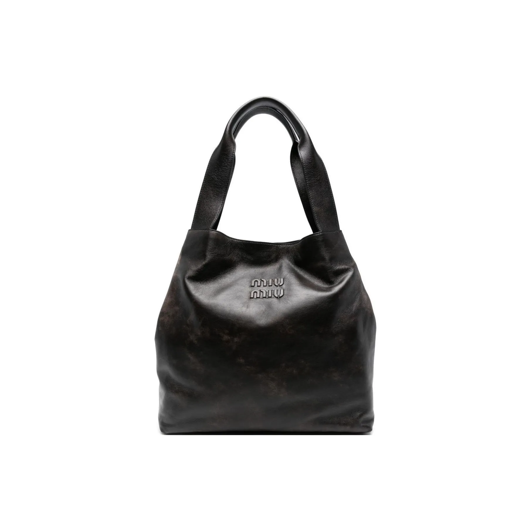 MIU MIU Calf Leather Tote Bag One Size Women's Brown