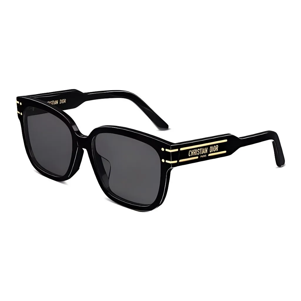 DIOR Acetate Metal Irregular Shape Sunglasses Women's Black