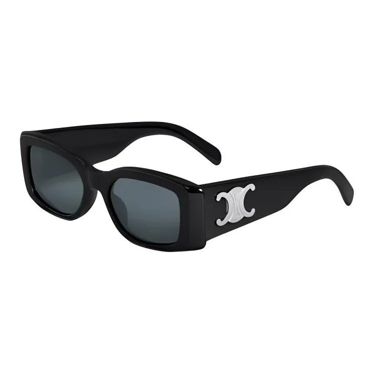 CELINE Women's Logo Acetate Rectangular Sunglasses Black