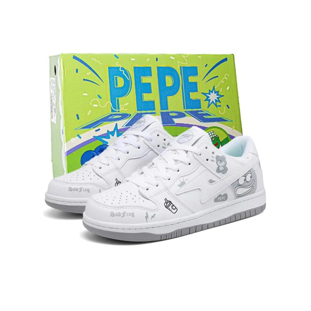Pepe The Frog Anti Slip And Wear Resistant Height Increasing Low Top Skateboard Shoes Unisex