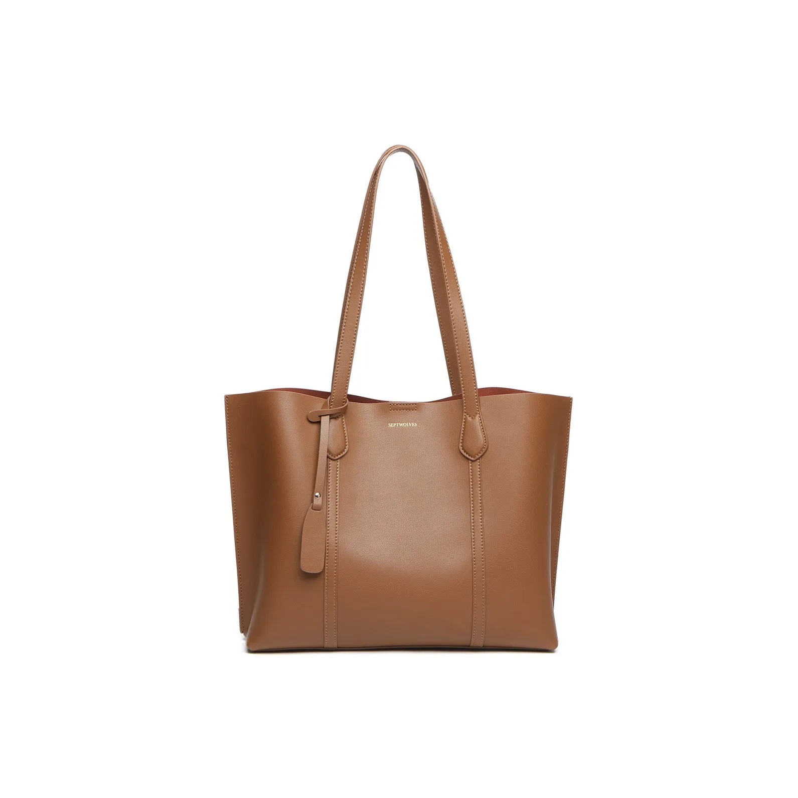 SEPTWOLVES Сумка Tote из коровьей кожи сумка через плечо женская коричневая