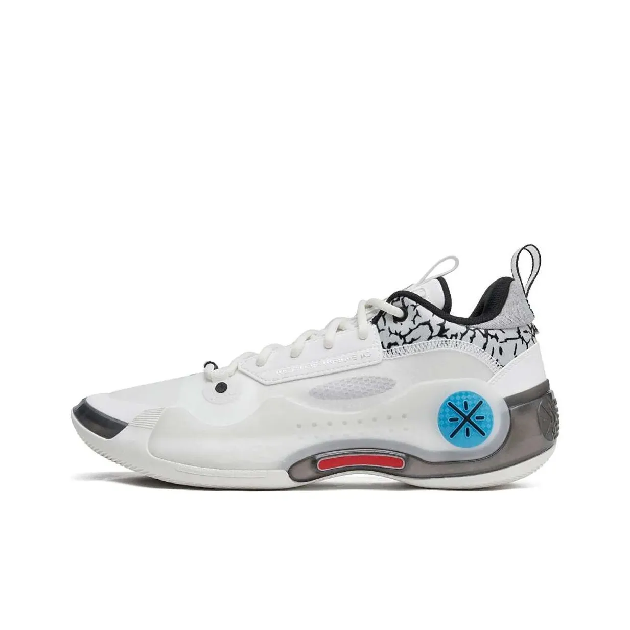 LiNing Anti Slip Wear Resistant Low Top Basketball surprendre Shoes Men's White Black Blue