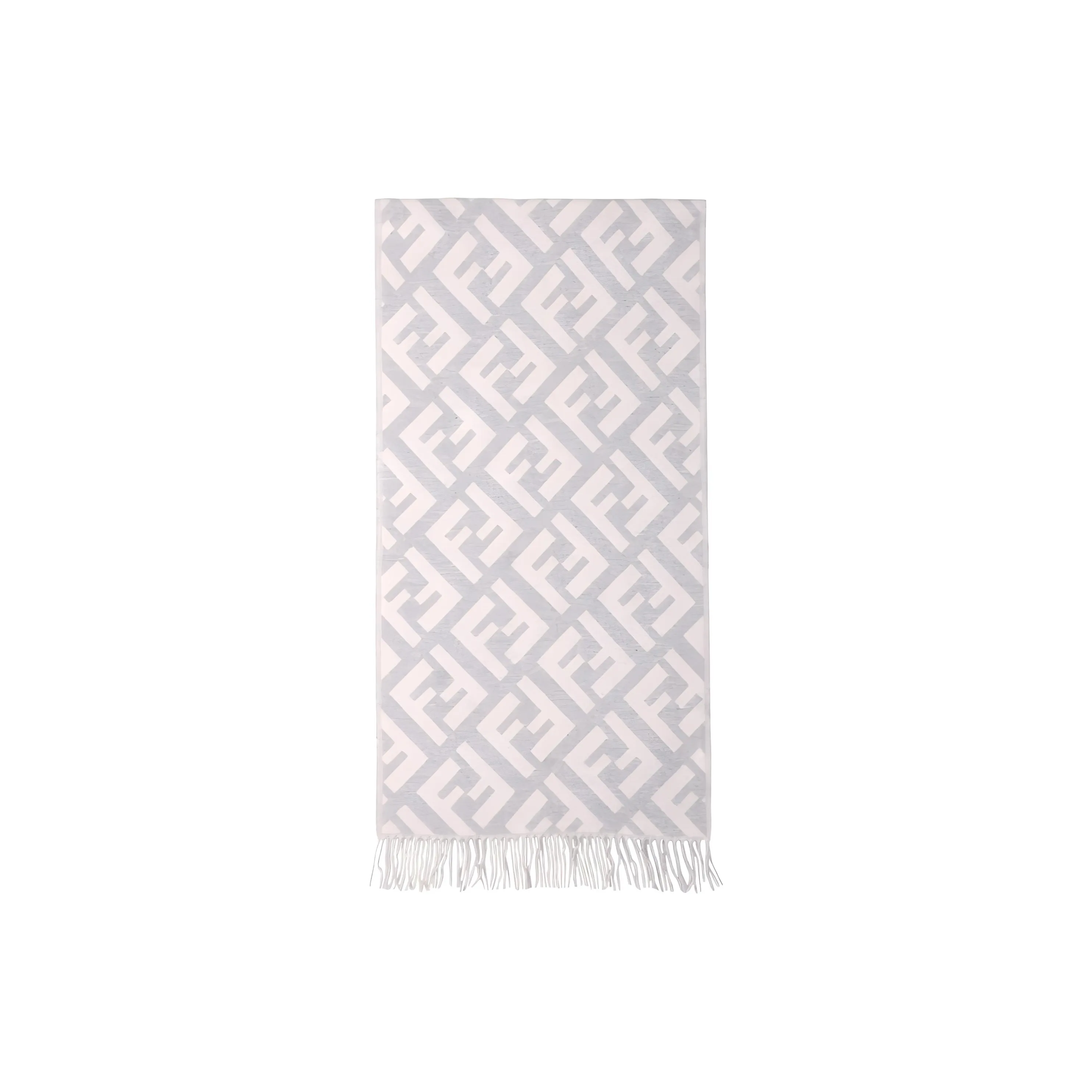 FENDI Logo Jacquard Fringed Edge Scarf