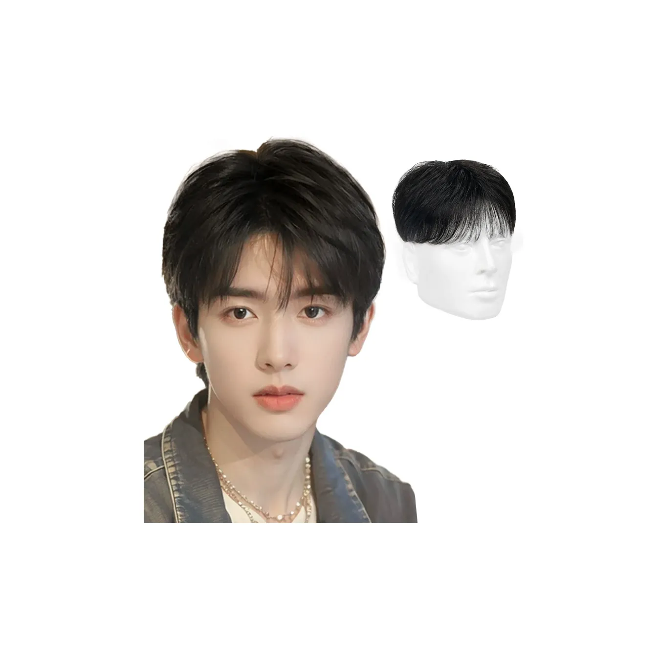 WANWANFENG Натуральный дифференциальный трещинный с откидной крышкой мужская парик для коротких волос