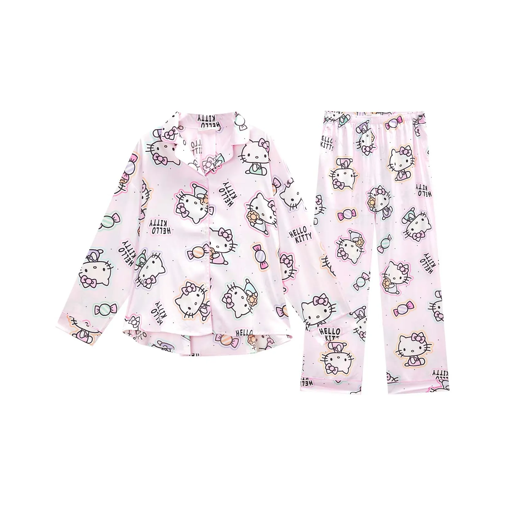 GUKOO x Sanrio Hello Kitty Пижамный комплект Женские Пастельно-розовый