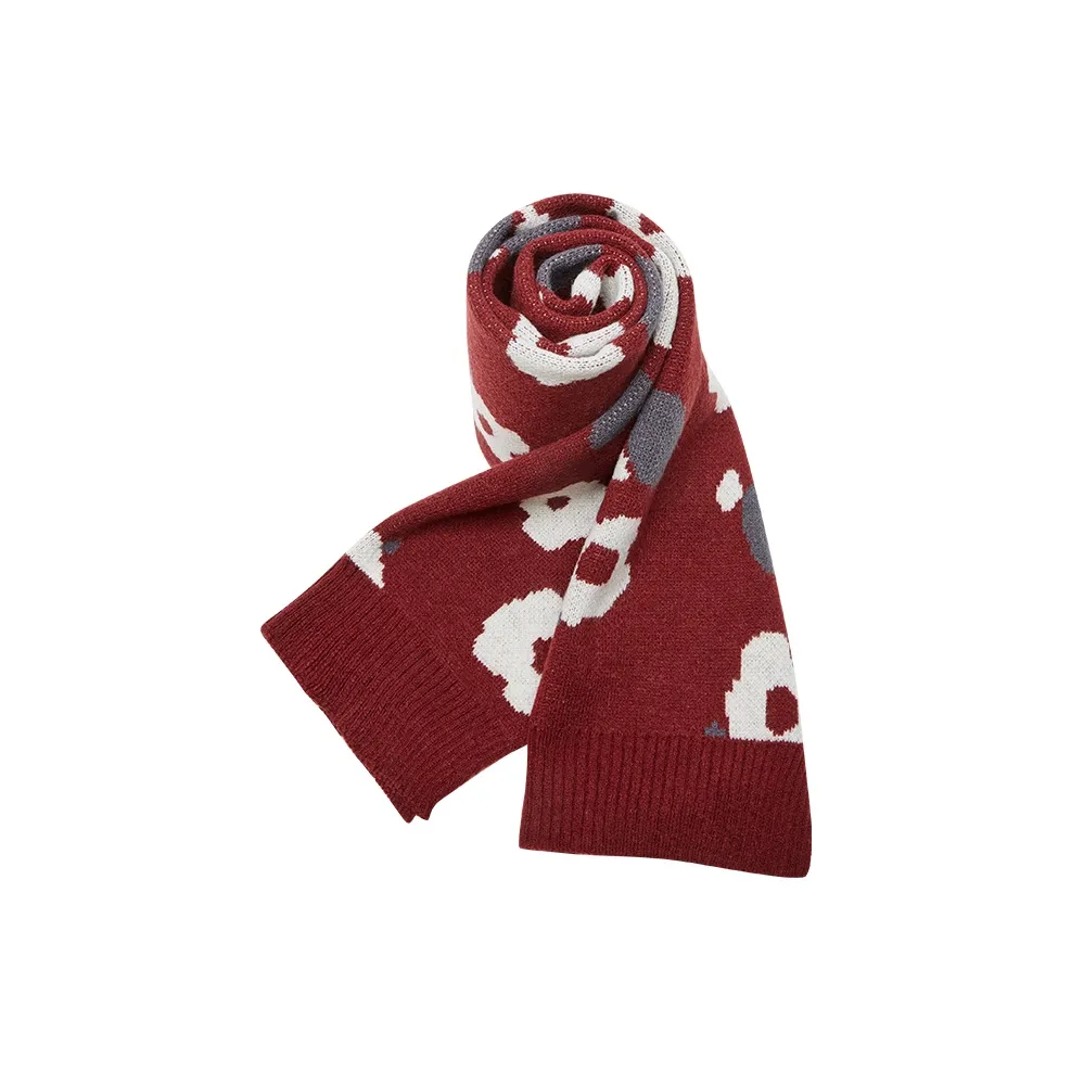 Narandu Полиэстер Трикотаж Шарфы Женские Цветочный Богатый Бордовый