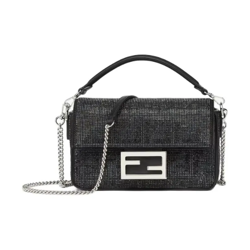FENDI Suede Crossbody Handbag Mini Women's Black