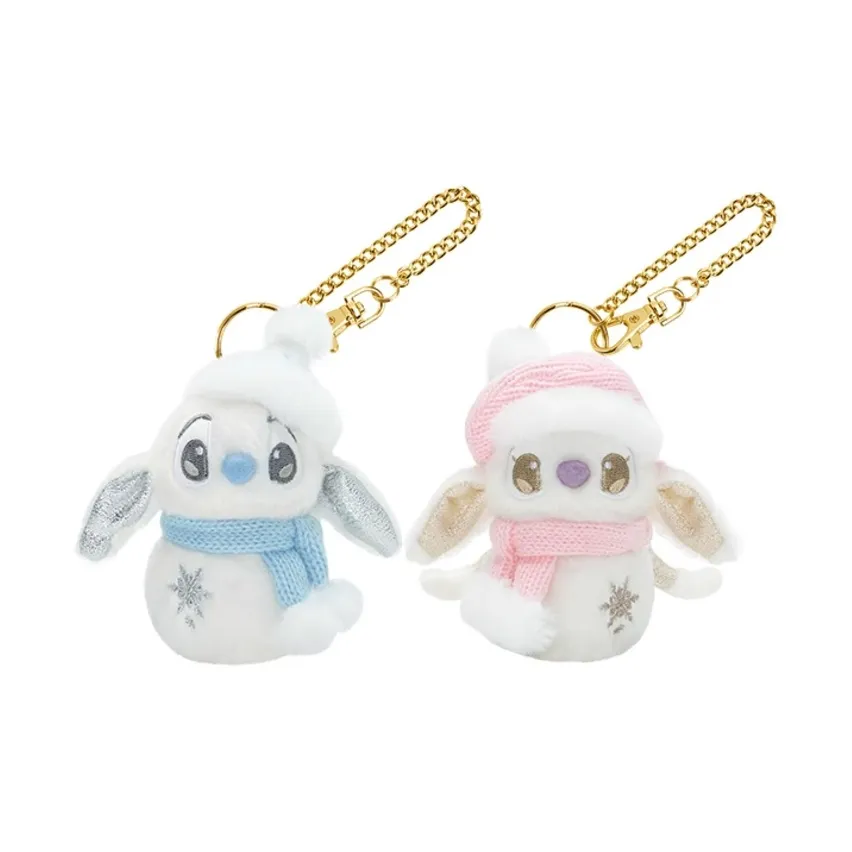 Disney 2024 Winter Snowman Collection Стич Ангел Toy Кольцо для ключей Кукла Плюшевая Подвеска 9 см Высота Шанхайский Дисней
