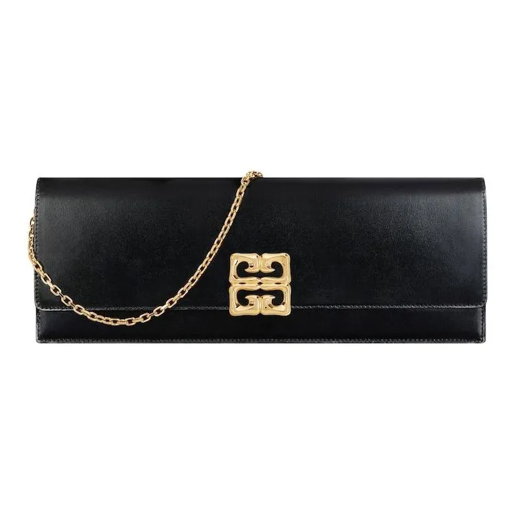 GIVENCHY 4G Liquid Calfskin Clutch Bag Over The Shoulder Women's Black
