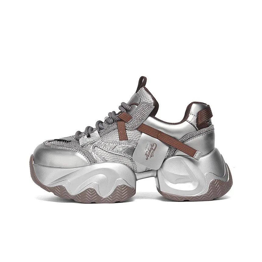 KEKAFU Противоскользящие и износостойкие визуально увеличивают рост Низкие топовые кроссовки с толстой подошвой Женские