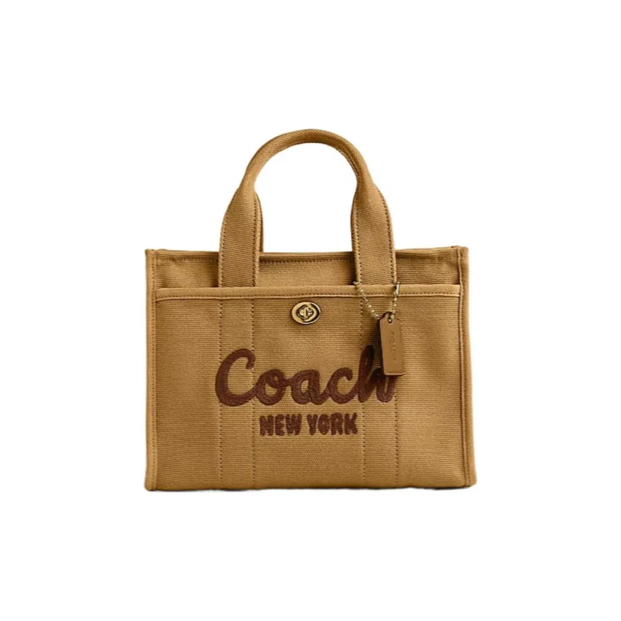 COACH Cargo Холщовая Сумка Сумка-тоут Сумка для покупок Сумка через плечо Сумка среднего размера Женская Имбирно-желтая