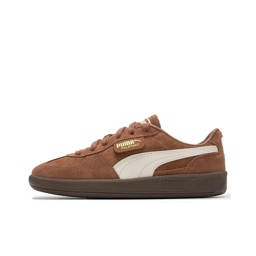 PUMA Palermo Anti Slip Wear Resistant Low Top Skateboard Shoes Unisex Brown