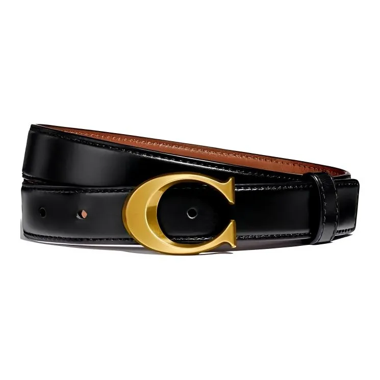 COACH Cow Leather Belts Women's Black Width  2.5cm