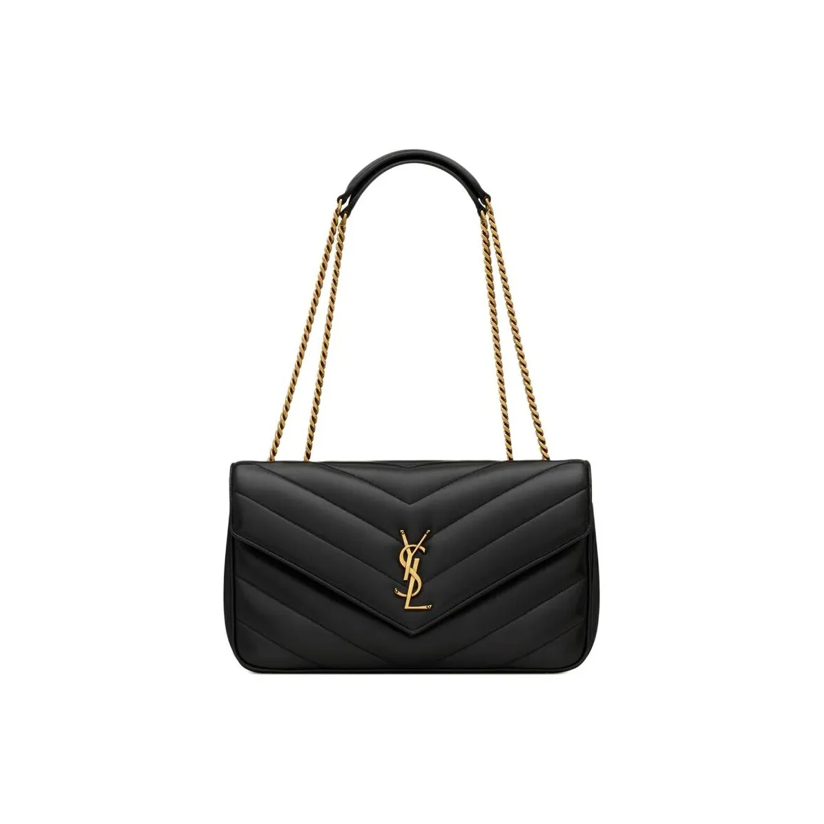 SAINT LAURENT LOULOU Lambskin Envelope Bag Crossbody Bag Shoulder Bag Medium Size Women's Black