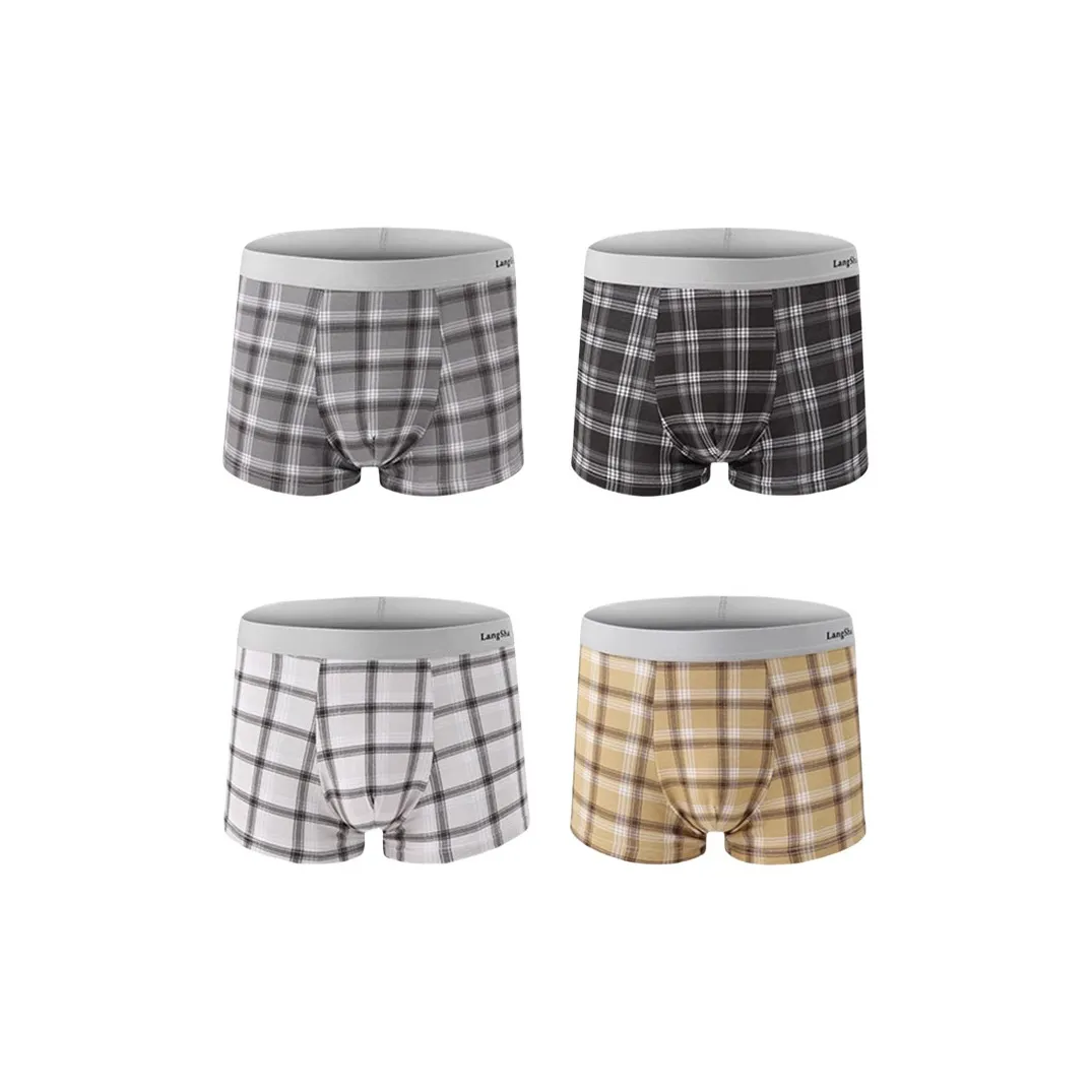 Lanza Мужское нижнее белье 4 штуки клетка с принтом