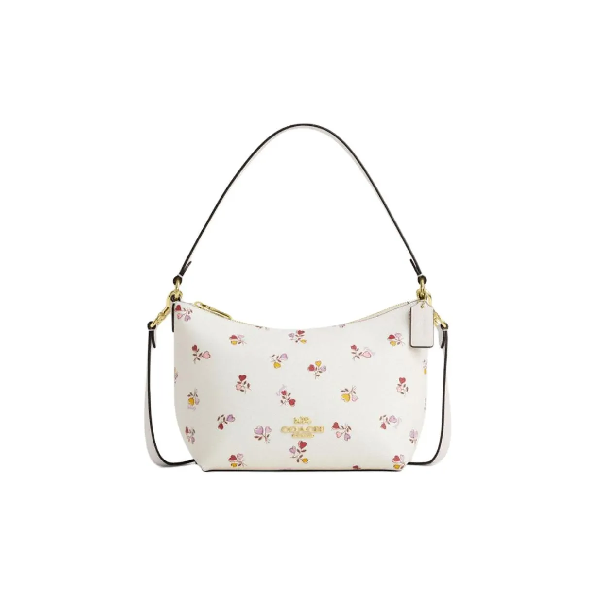 COACH Zip Top Crossbody Покрытый холст Портативный Сумка через плечо Маленькая Женская Белая