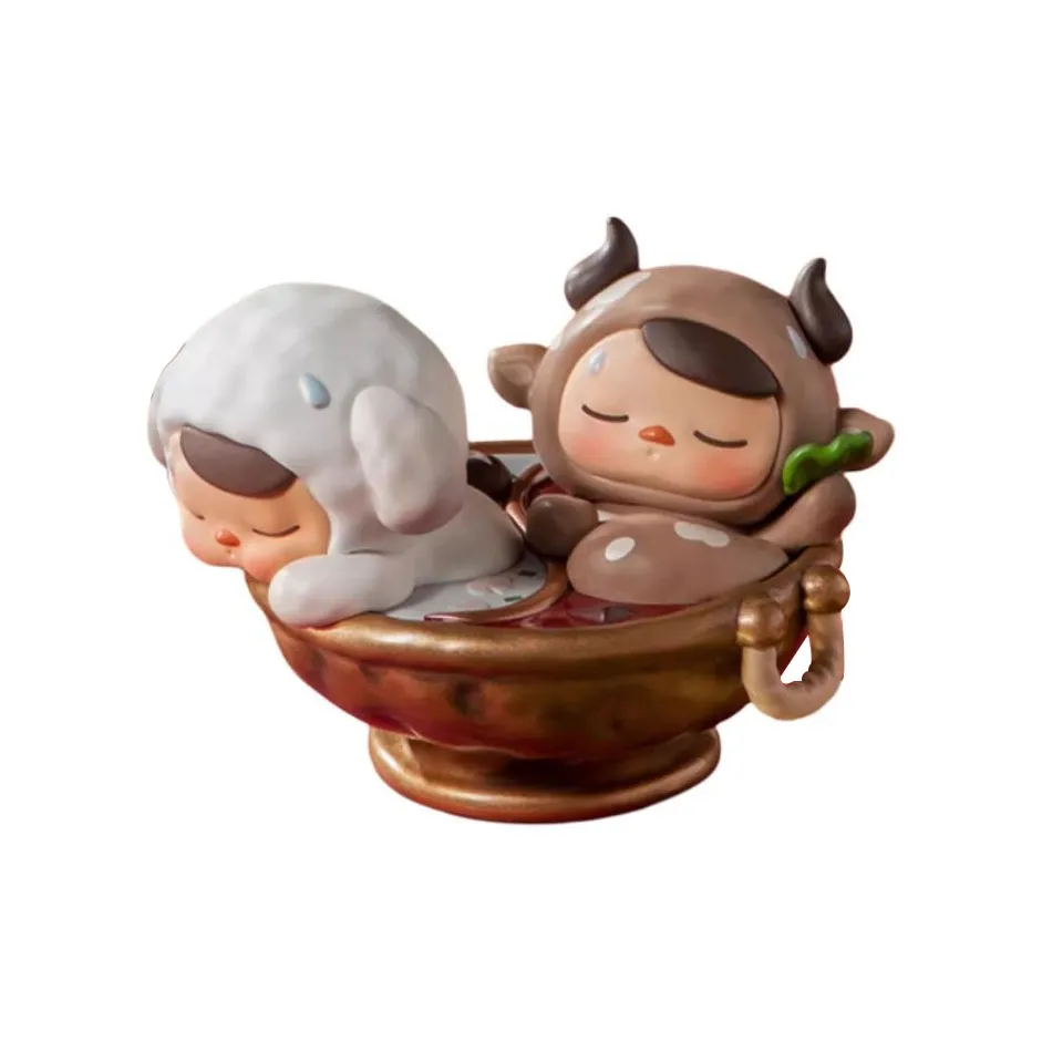 POP MART Pucky Elf Gourmet Restaurant Series Слепые коробки Один Mystery Коробка Целая коробка 12 шт