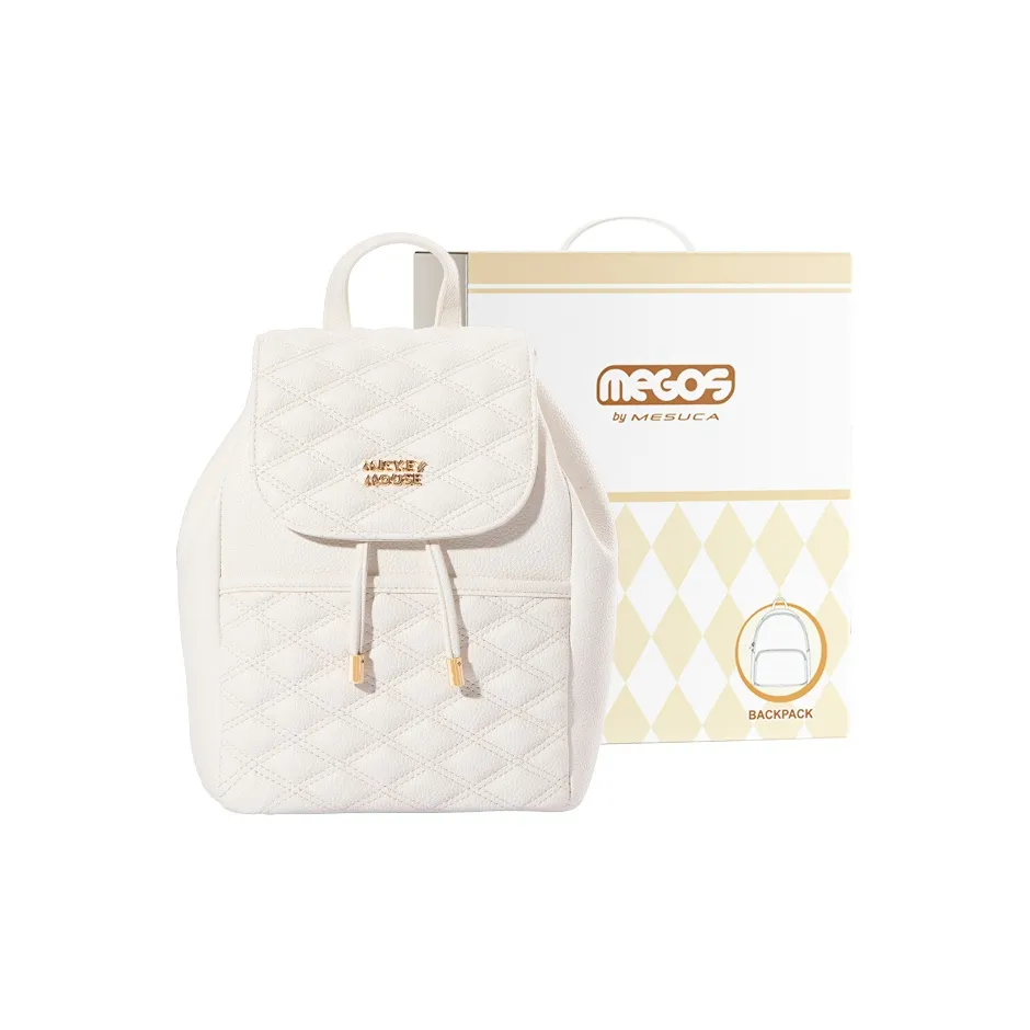 Disney Mickey Series ПУ (полиуретан) Рюкзак с узором "Ромб" Средний Унисекс Белый