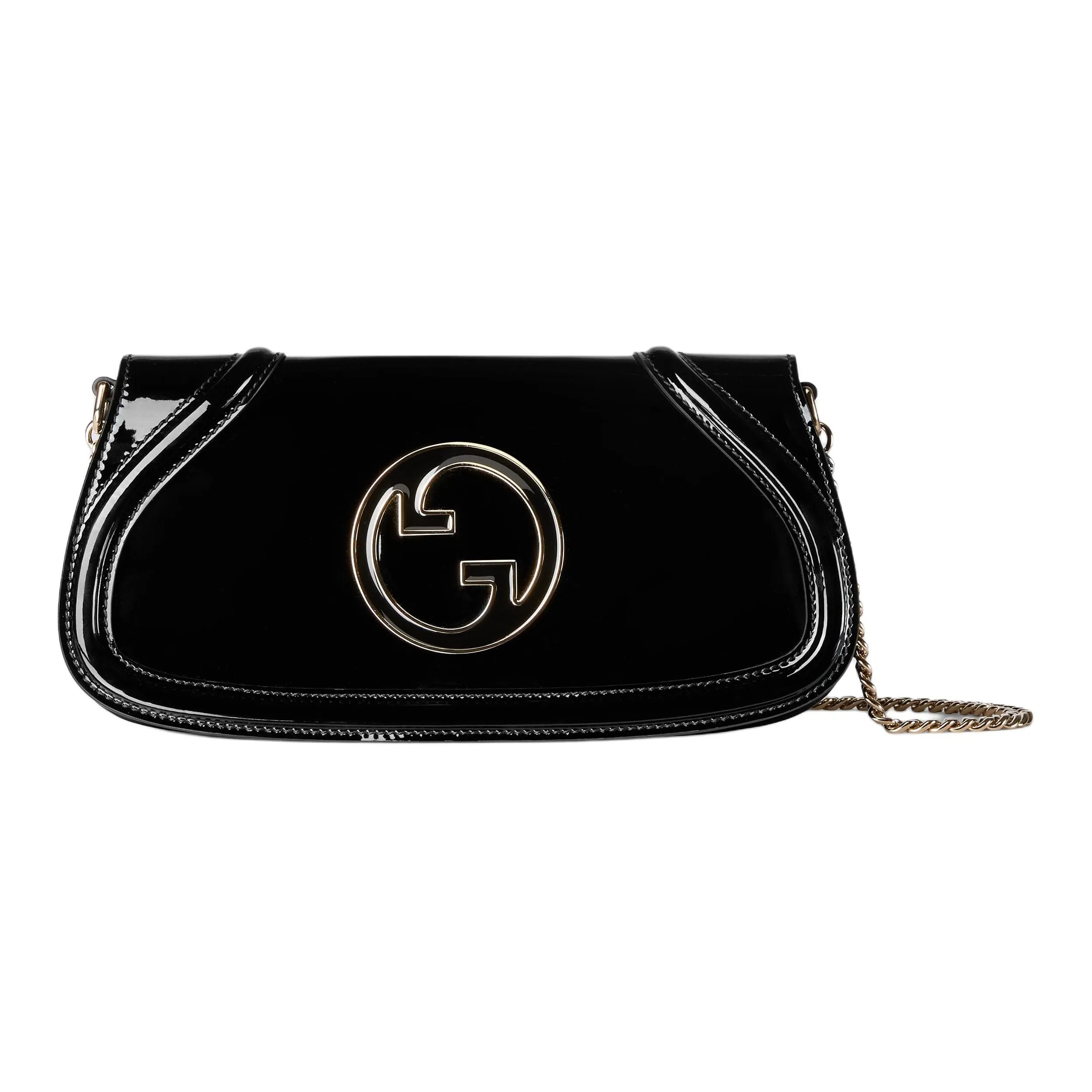 GUCCI Blondie Patent Leather Crossbody Bag, Shoulder Bag Trumpets Women's Black