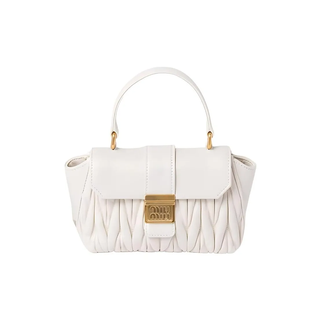 MIU MIU Matelassé Leather Handbag Mini Women's White