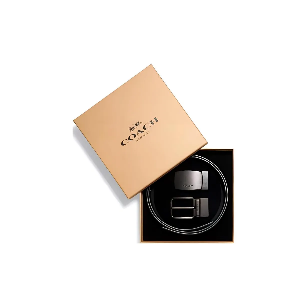 COACH Belt Men's Black Gray Width 3.8cm