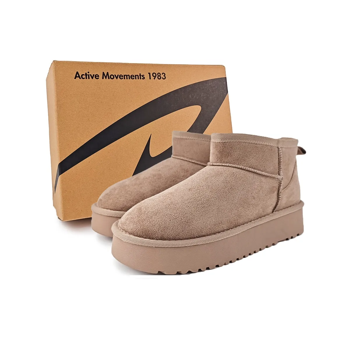 DEERWAY Короткие Сноубутсы Женские Бежево-Серые