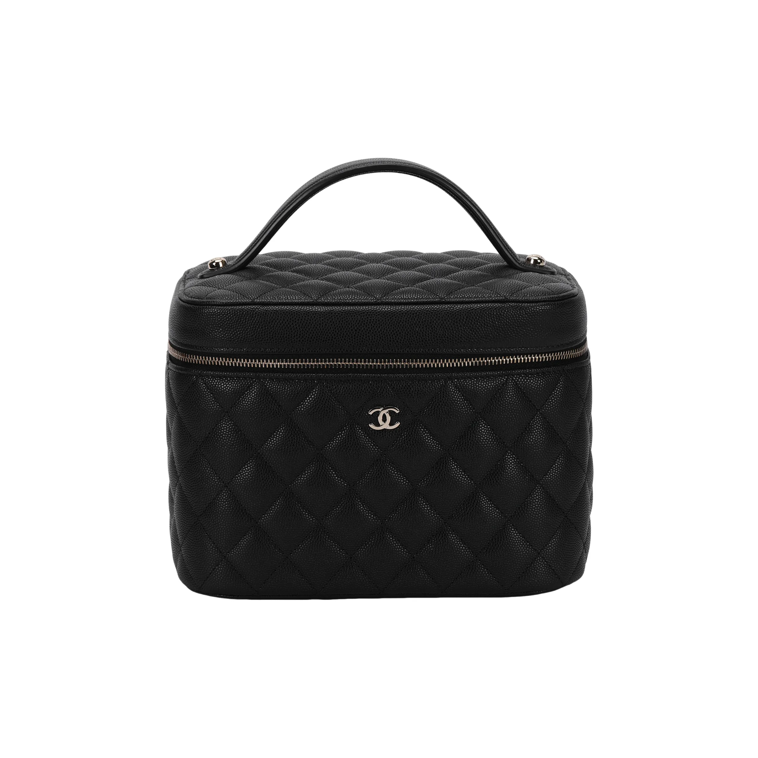CHANEL Caviar Calfskin Box Bag, Makeup Bag, Handbag Women's Black