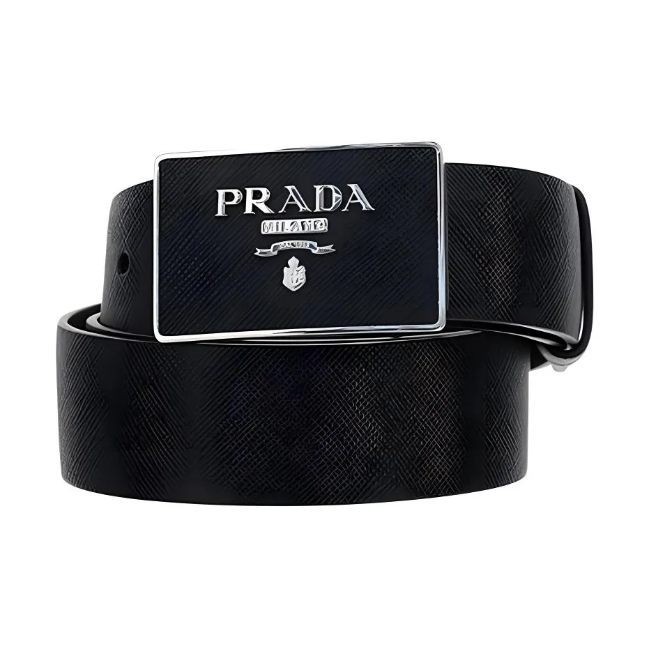 PRADA Logo Plaque Buckle Belt