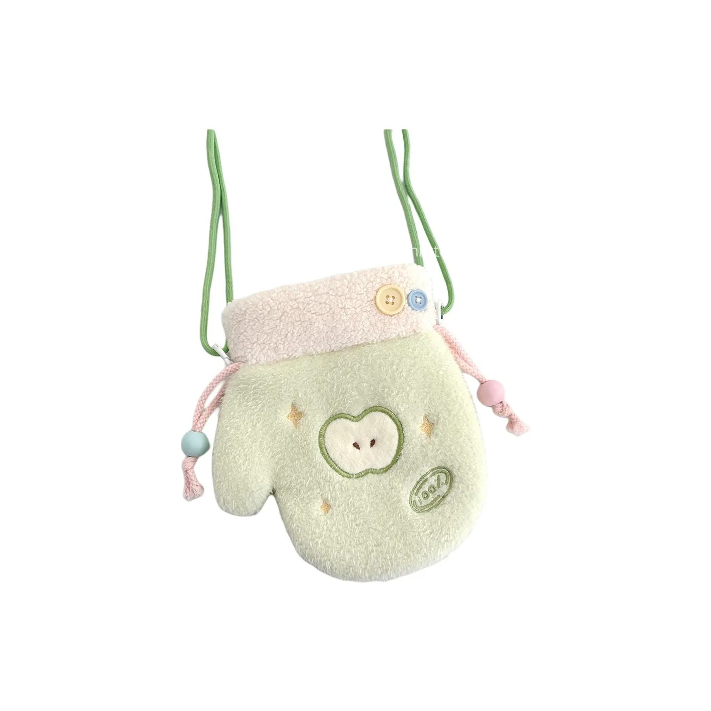 RIZHI STORE Оригинальный Зеленое яблоко Glove Сумка Термостойкая Переносная Плюшевая Сумка через плечо Унисекс Зеленый