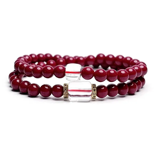 Womens Denim Handbags Cinnabar New Chinese Style Stackable Good Luck Beaded Bracelet Unisex