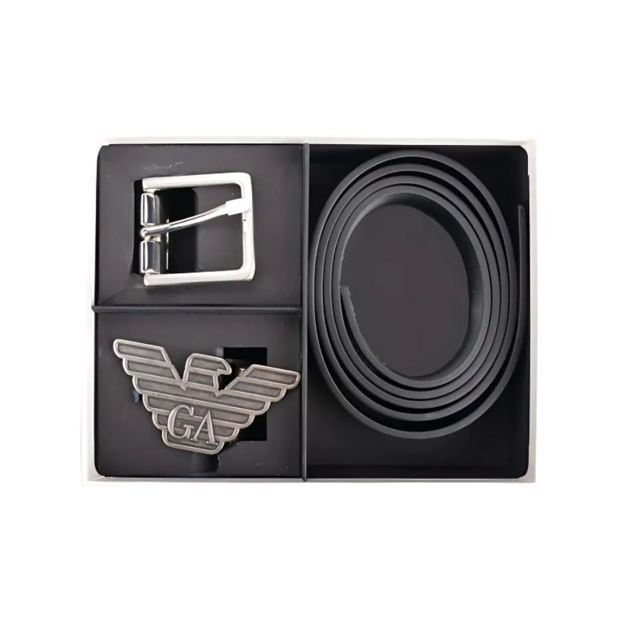 EMPORIO ARMANI EA Ремни из коровьей кожи Мужской Черный Ширина 3,5 см