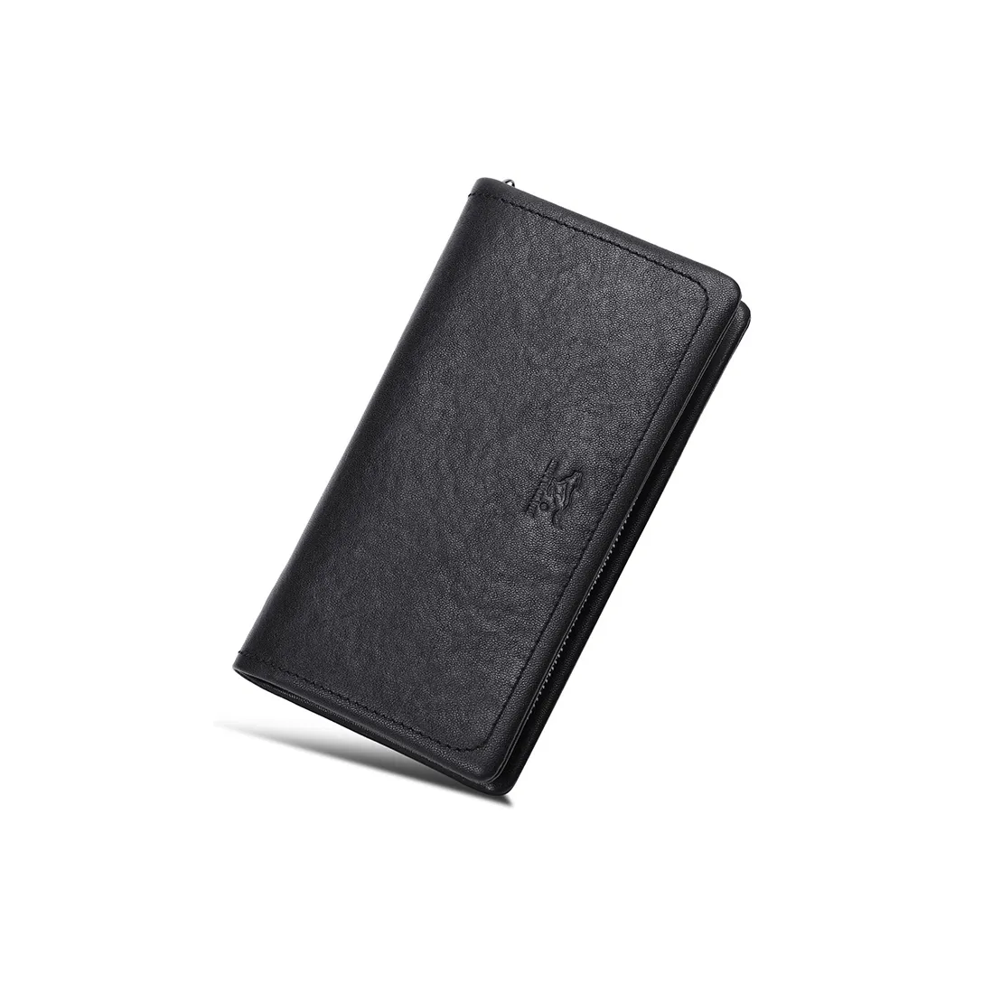 SEPTWOLVES Клатч из коровьей кожи длинный кошелек держатель для карт унисекс черный