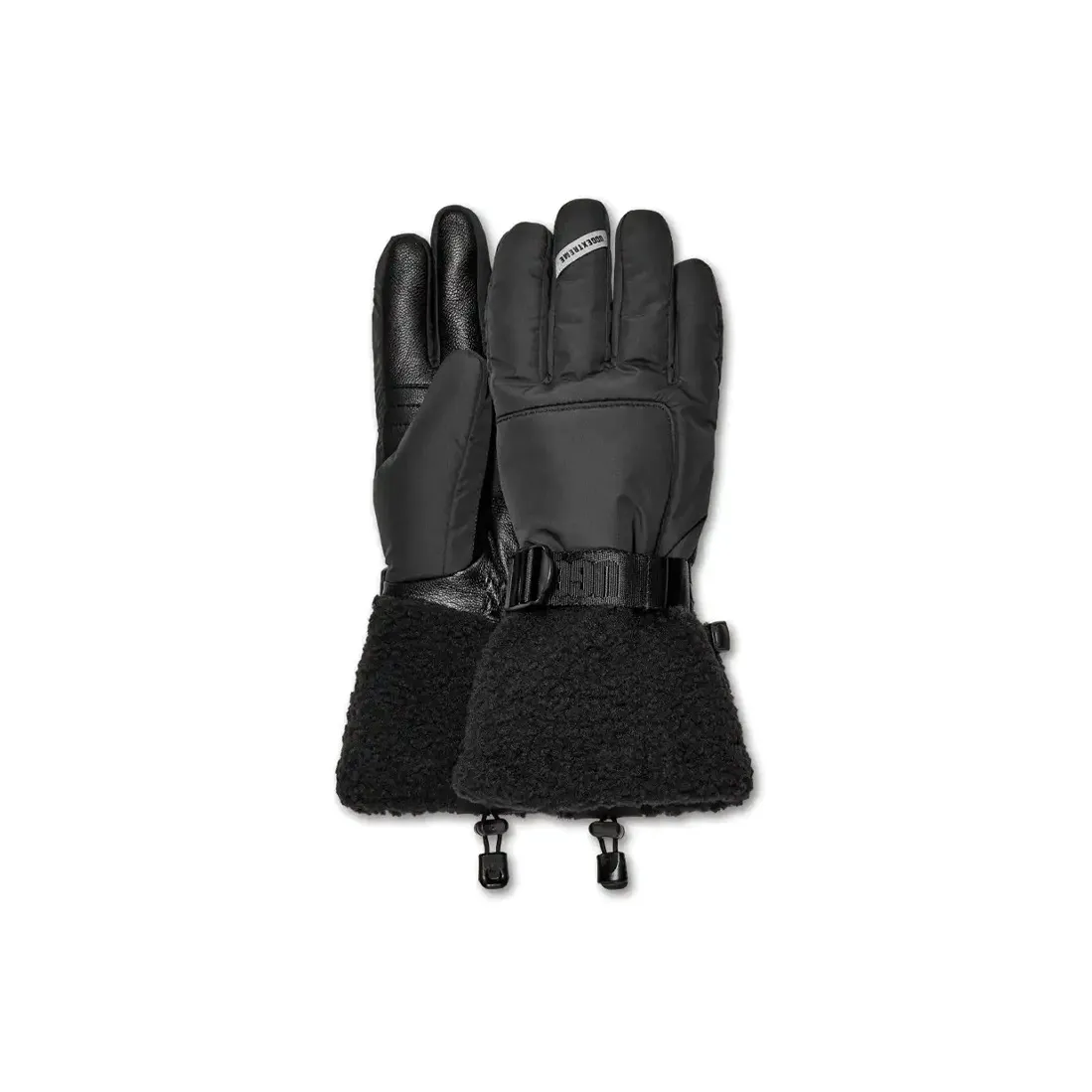 UGG Leather, Polyester, Polyester Knit Gloves Women's Black