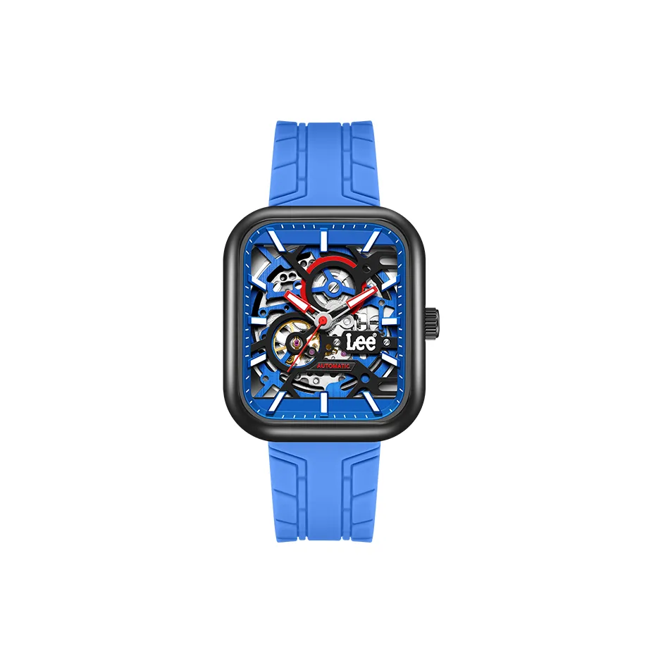 Lee Wrist Watch Automatic Mechanical Movement Silicone Strap Black Dial Men's Watches Classic Box