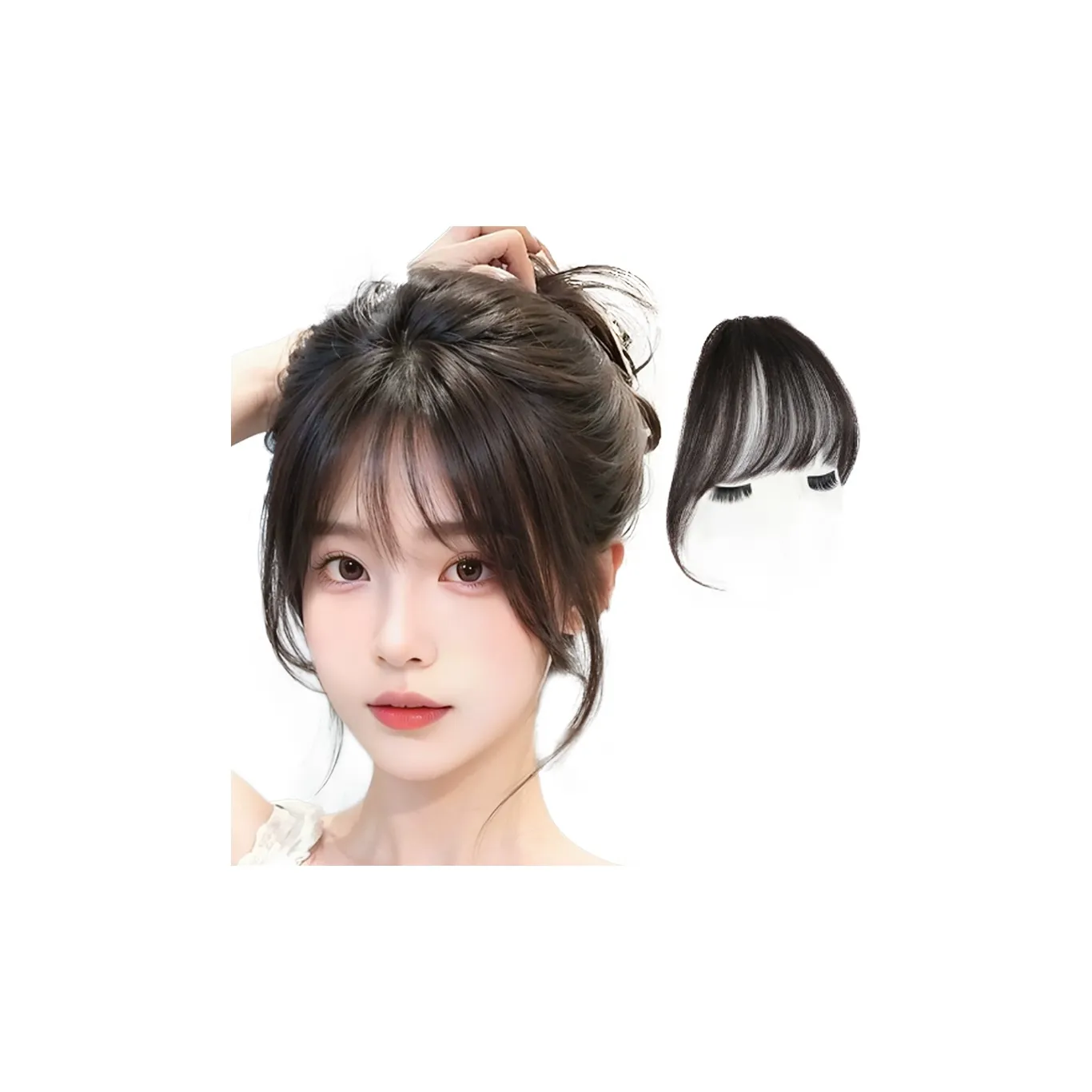 MUYAN Французский Liu Hai Парики Естественный Естественный Черный Темно-Коричневый Светло-Коричневый Человеческие Волосы