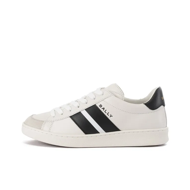 BALLY Низкий топ Скейтборд Кроссовки Женские Натуральный Белый Черный Каблук