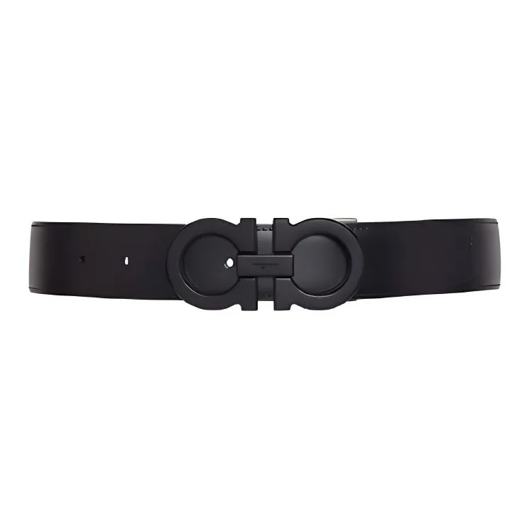 FERRAGAMO   Leather Belts Men's Black Width 3.5CM