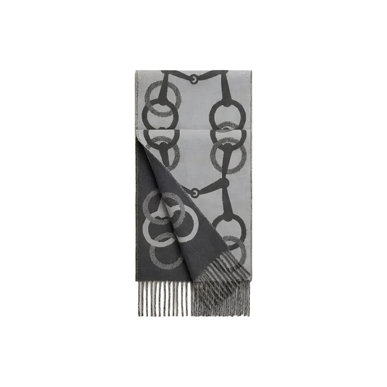 HERMES Cashmere Knit Scarves Unisex Medium Gray