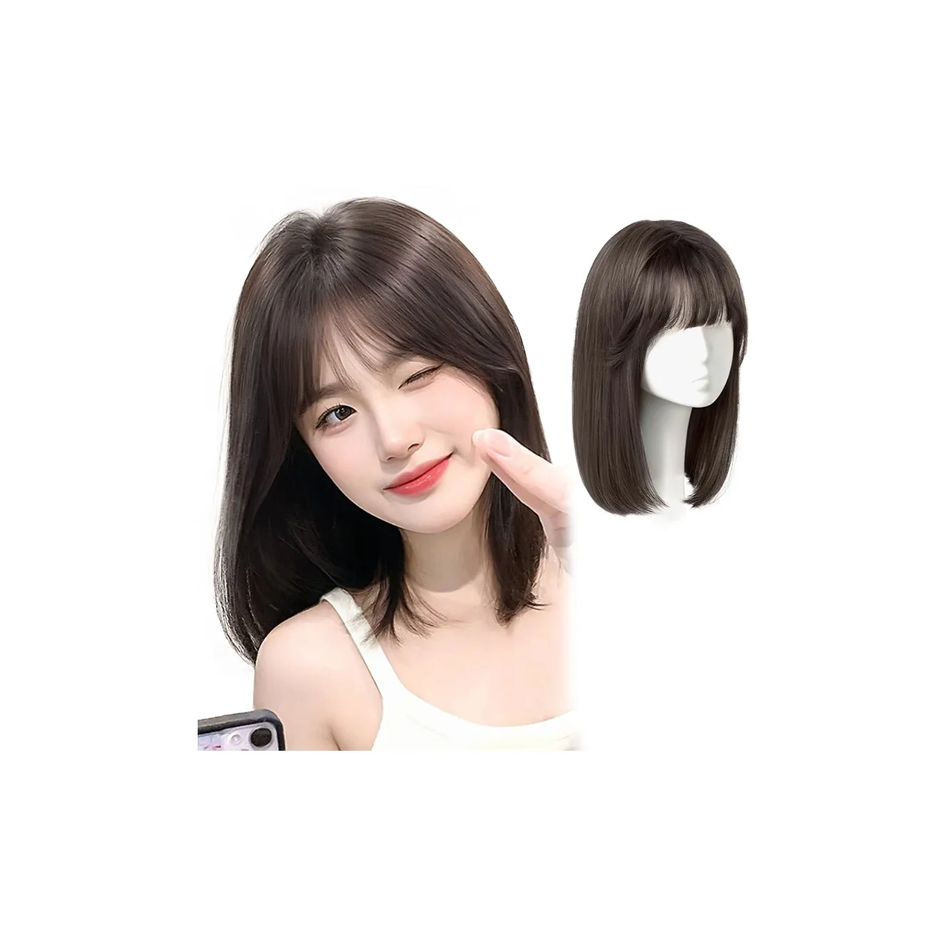 YUNQING Универсальная парик на ключицу бесшовная реалистичная с полным покрытием волос комплект