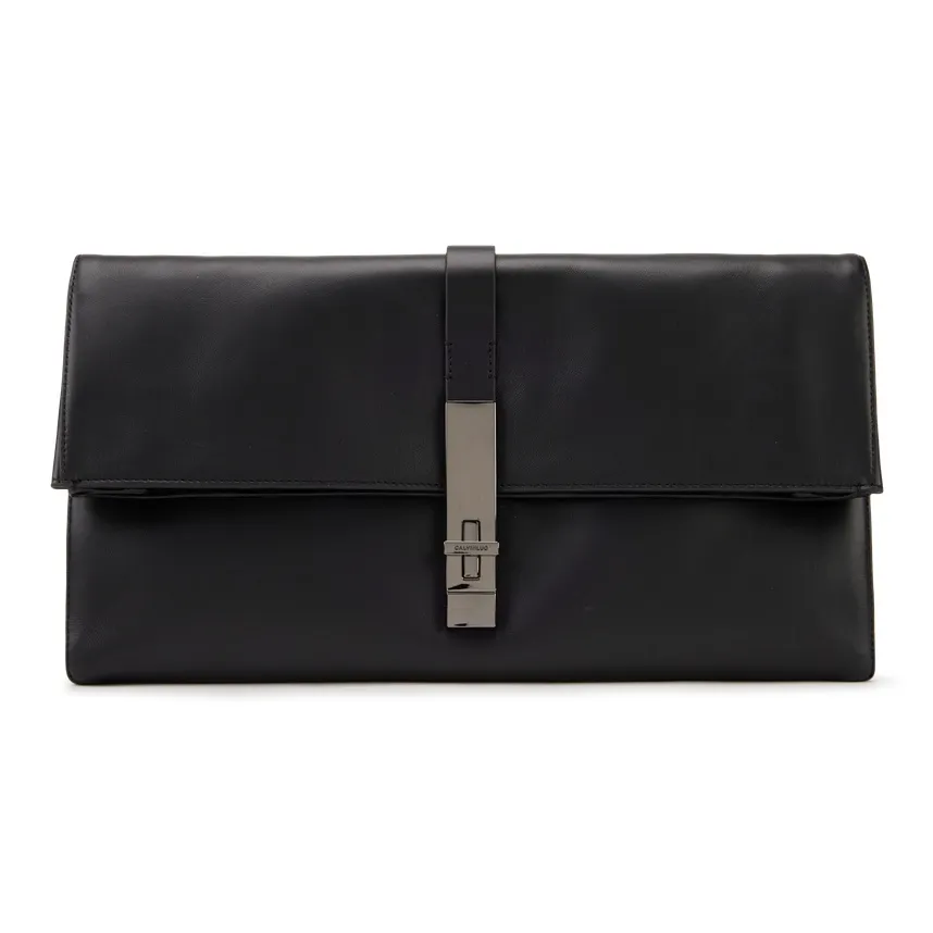 CALVIN KLEIN Sheepskin Clutch Medium Size Women's Space Black