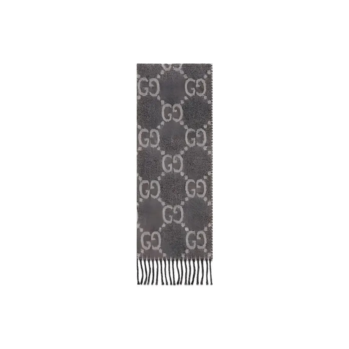 GUCCI Gg Jacquard Pattern Knit Scarf With Tassels