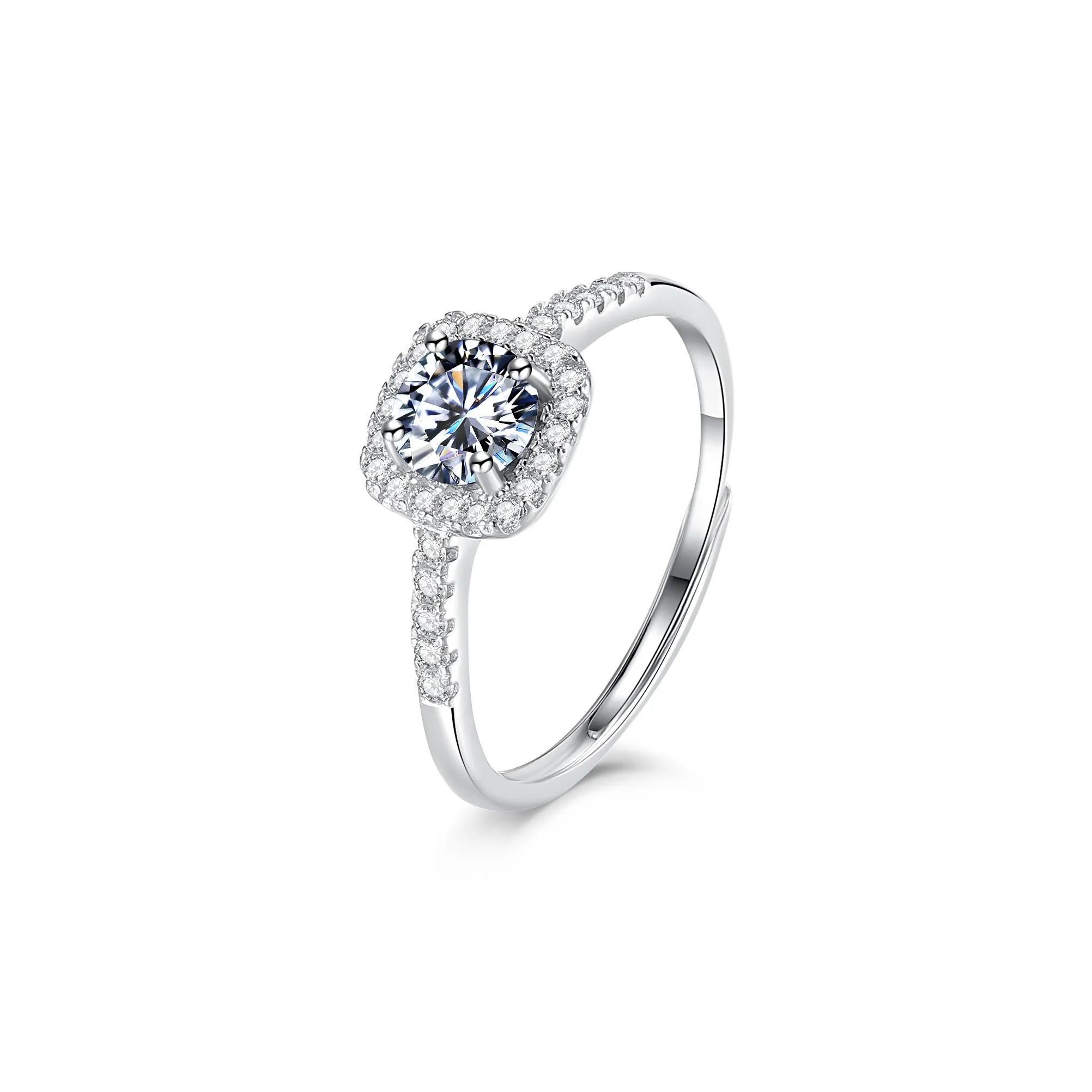 FEENG X S925 Silver Rings Women's 0.5 Carat D Color Moissanite Diamond Ring