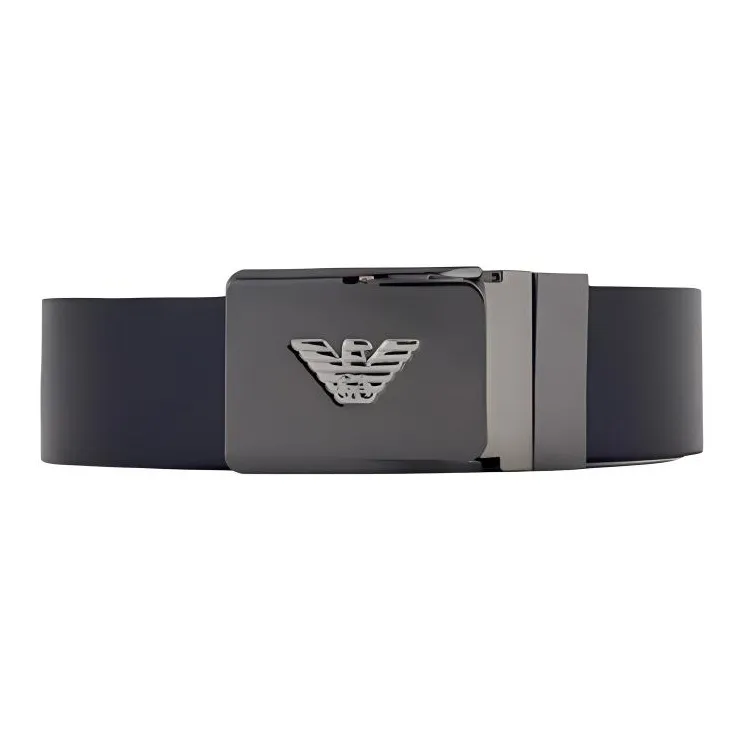 EMPORIO ARMANI Leather Belt With Metal Logo Buckle