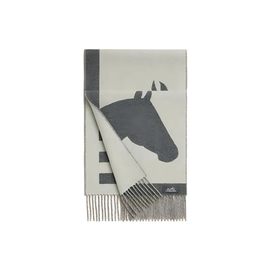 HERMES Knit Scarves Unisex Gray