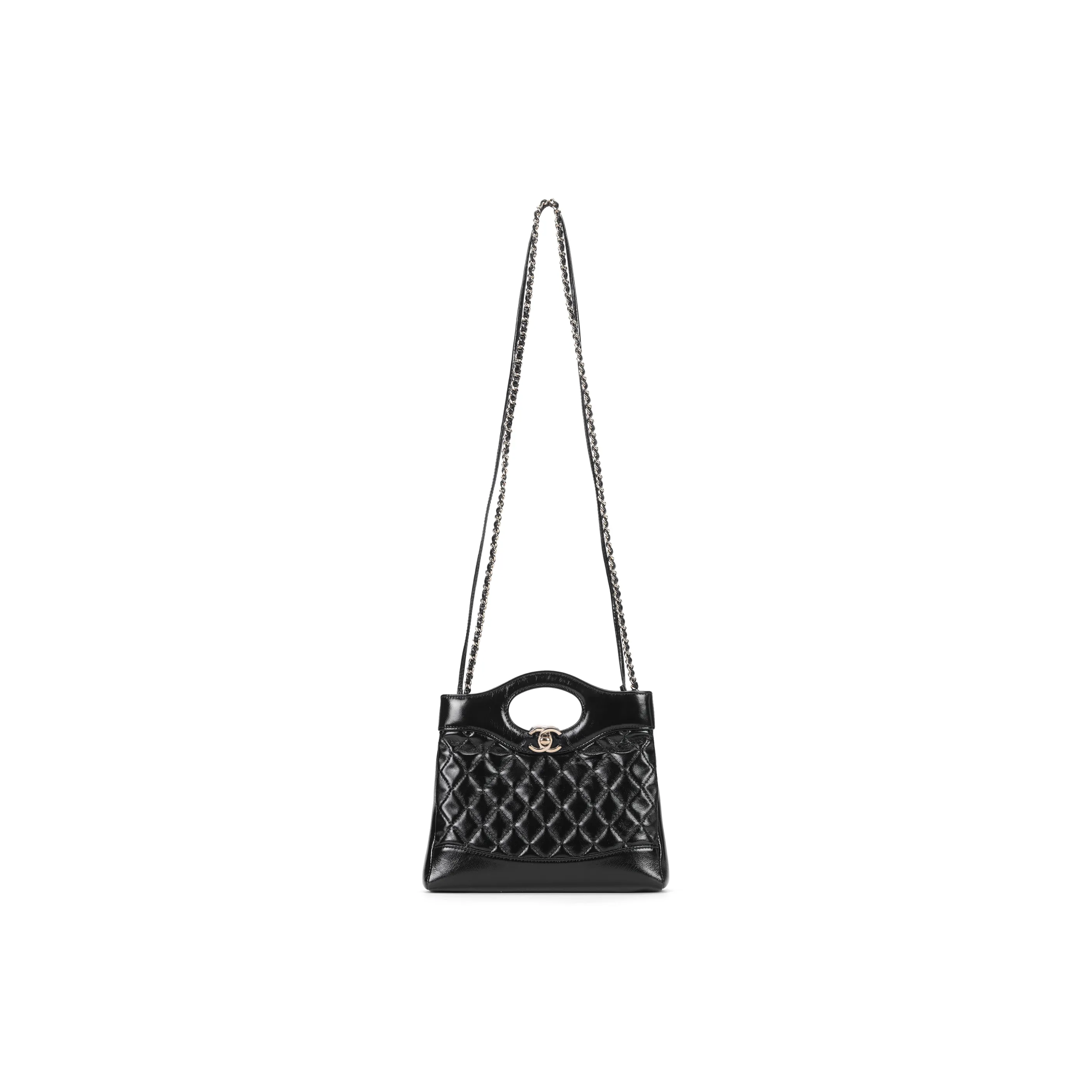 CHANEL Oil Wax Cow Leather Shoulder Bag, Crossbody Bag, Handbag Mini Women's Black