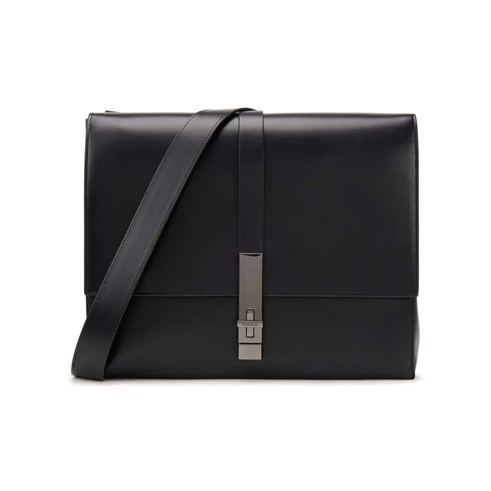 CALVIN KLEIN Cow Leather Crossbody Bags Medium Size Men's Space Black