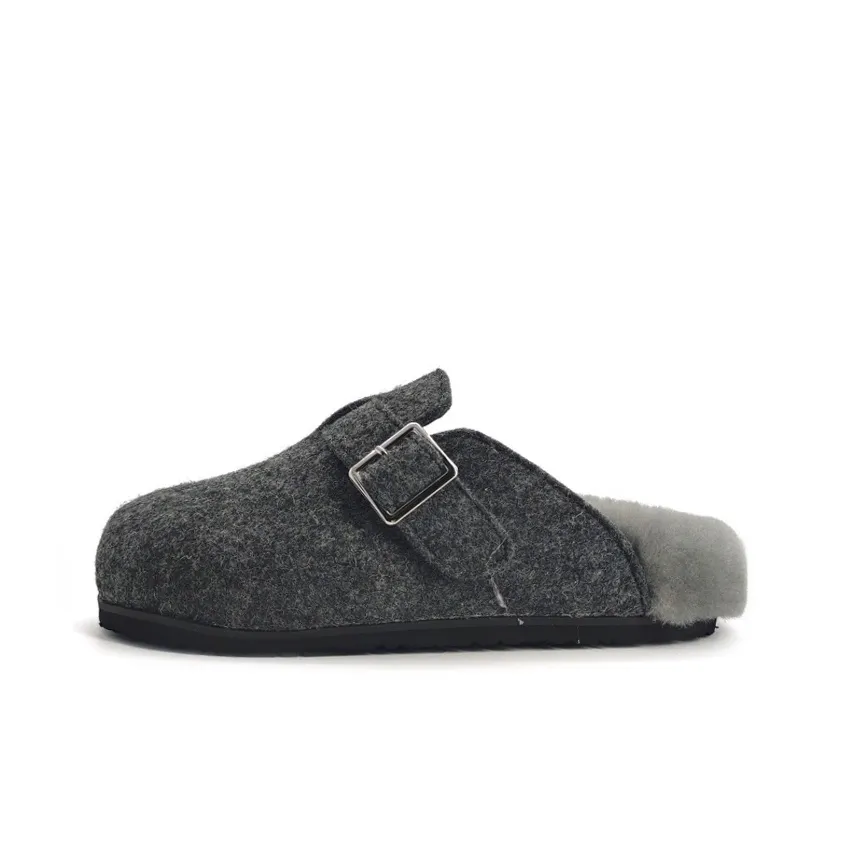 LIANGHUO Quiet Abrasion Resistant Massage Closed Toe Slippers Women's Charcoal Gray