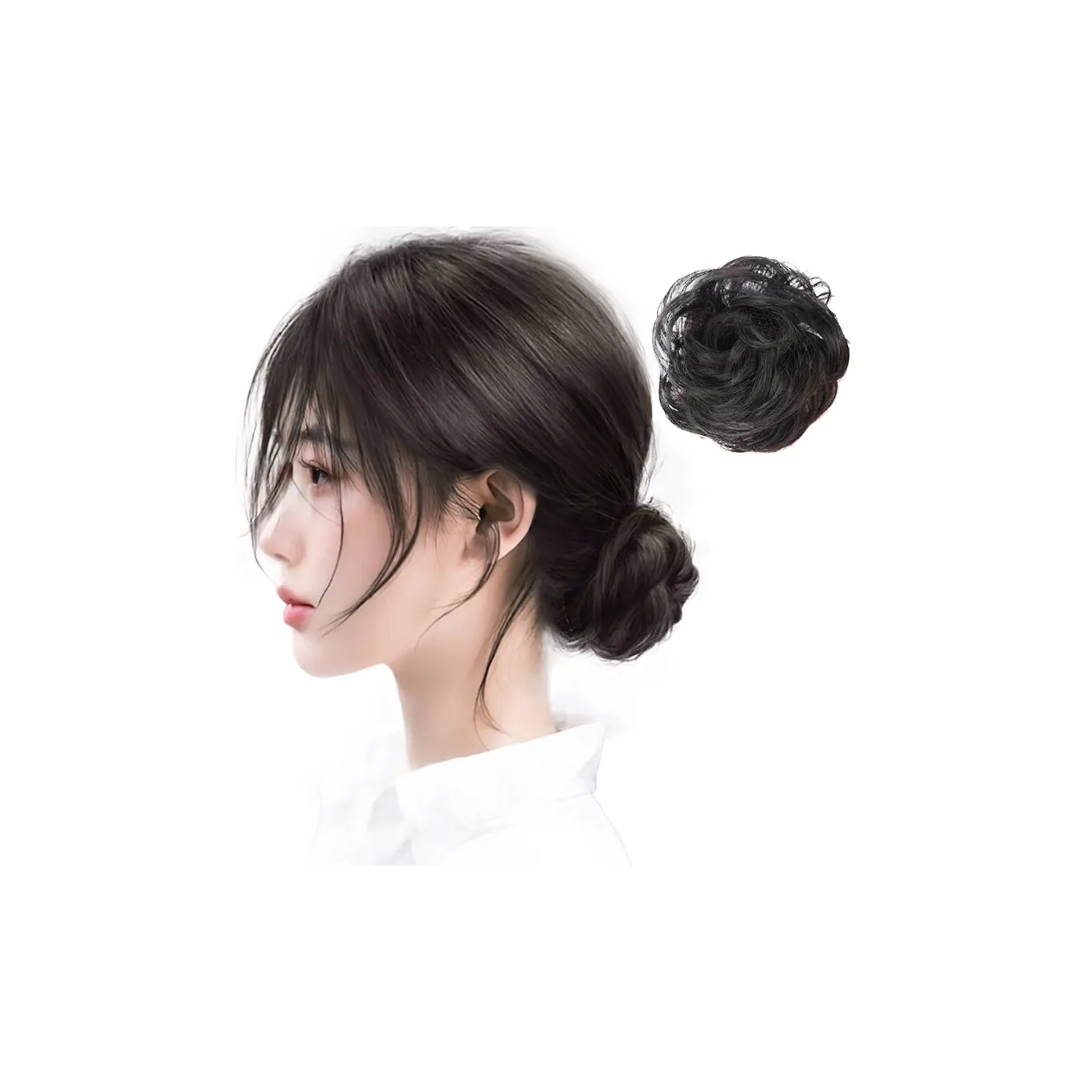 YUNQING Натуральный Волосы Низкий Булочковый Стиль Парики